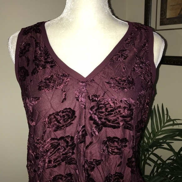 Simply Vera Burgundy Burnout Sleeveless Top S - Picture 3 of 6